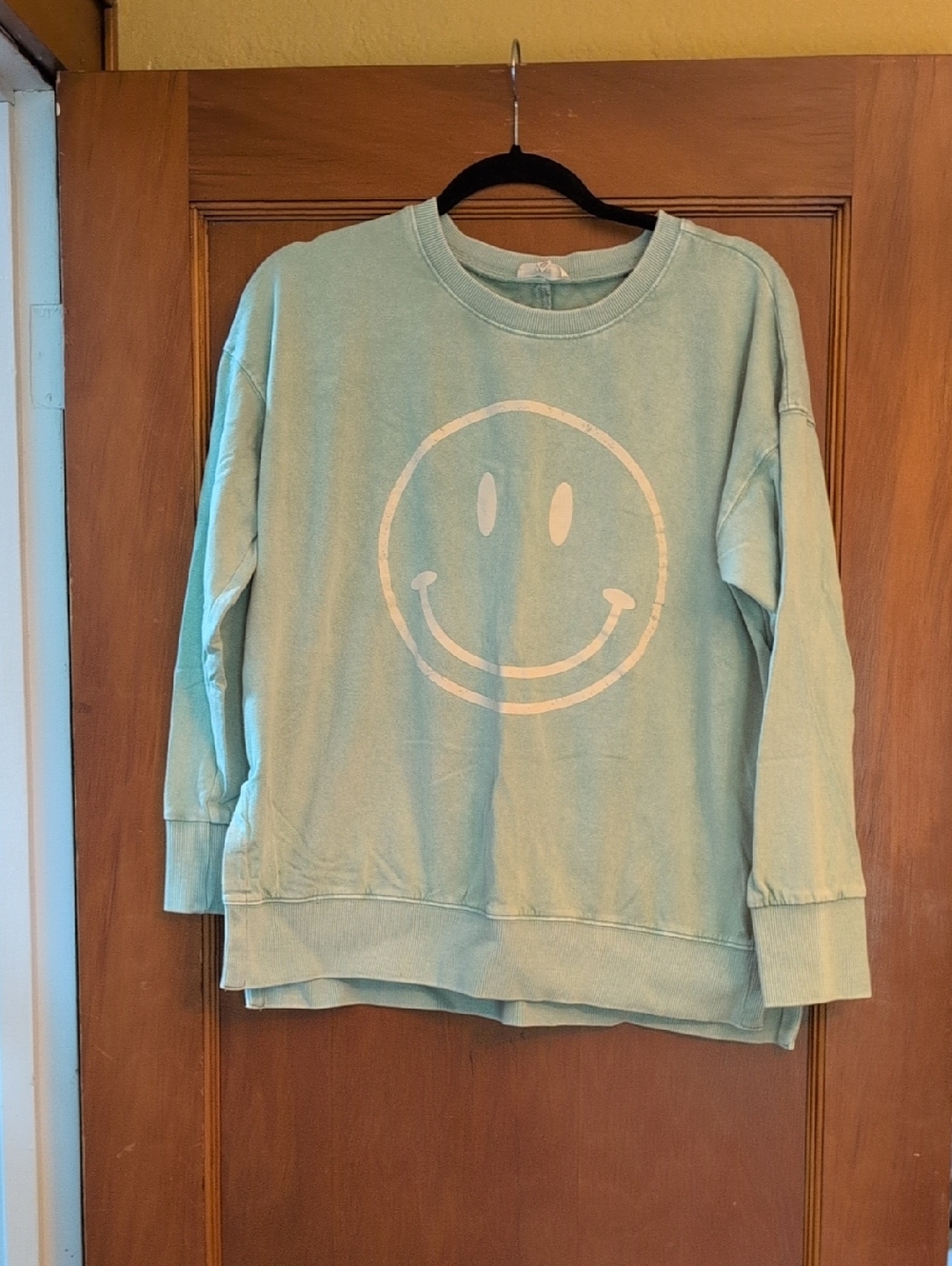 Women's Mint Green Smiley Face Sweatshirt
